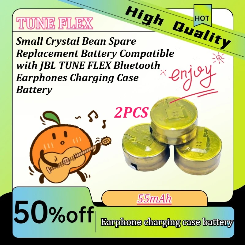 Small Crystal Bean Spare Replacement Battery Compatible with J BL TUNE FLEX Bluetooth Earphones Charging Case Battery