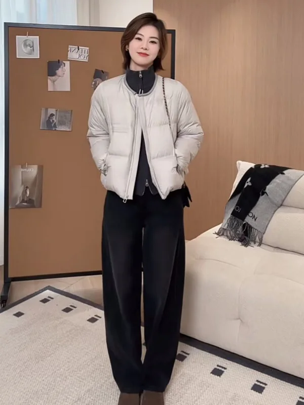 

Модная женская свободная повседневная зимняя куртка из хлопка с круглым вырезом, корейский стиль, новинка 2025 года