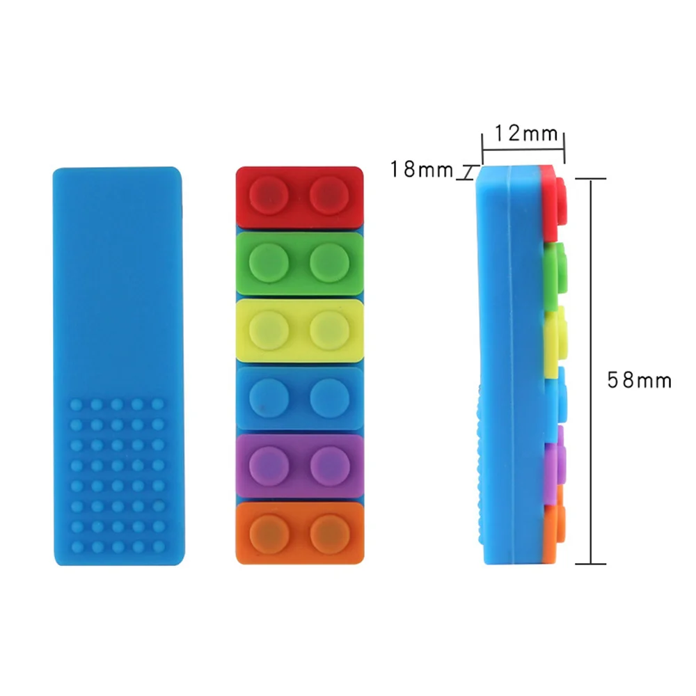 Sensory Chew Necklace Brick Chewy Kids Silicone Biting Pencil Topper Teether Toy Silicone teether for Baby children with autism