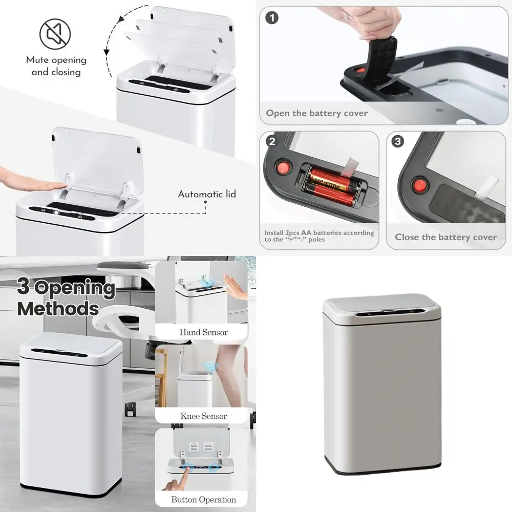 

Motion Sensor Trash Can, 6.6 Gallons, Touchless Waste Bin for Kitchen and Bathroom, White