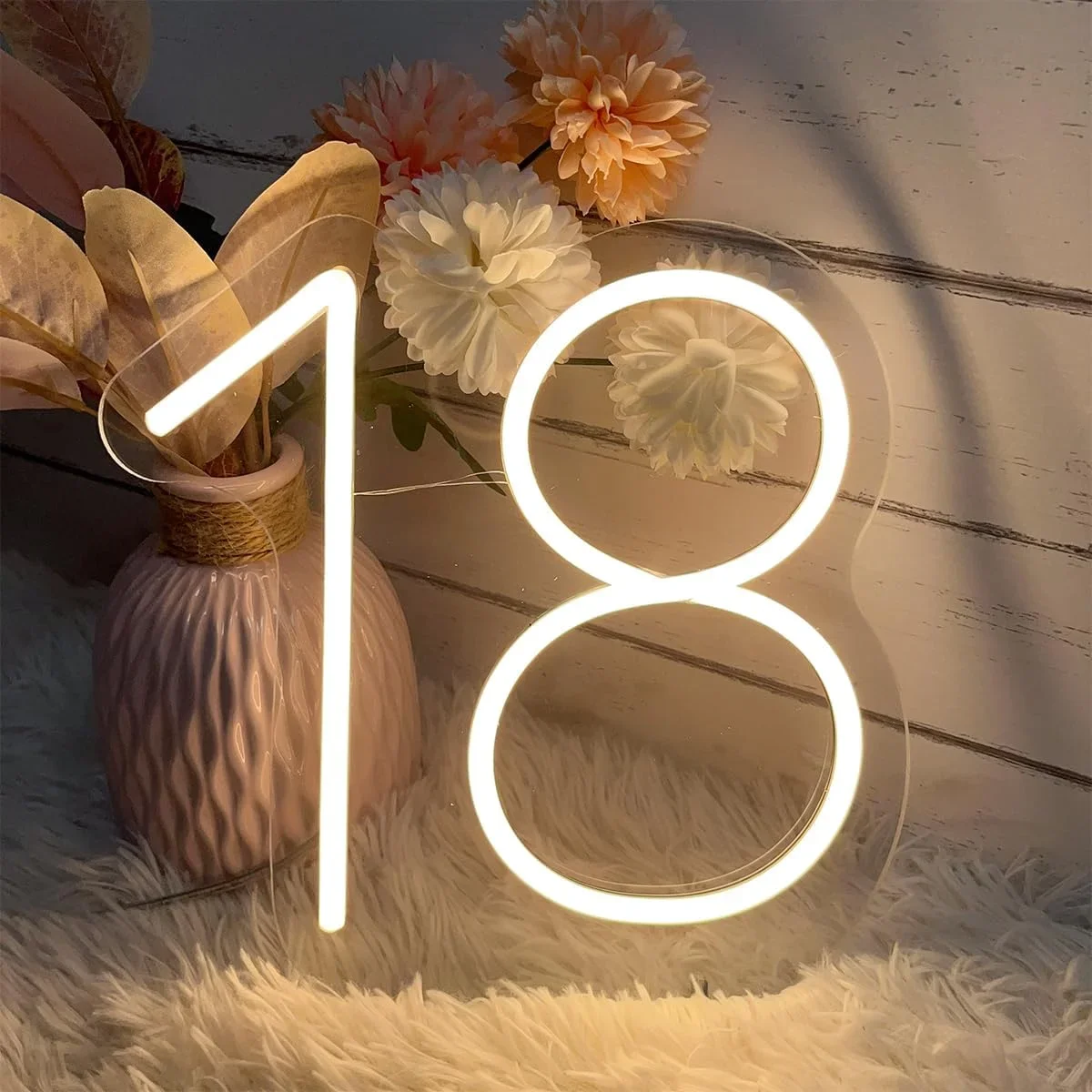 سنة واحدة عيد ميلاد الجدول رقم النيون تسجيل لمبة مكتب ضوء الليل الزفاف رسالة LED النيون تسجيل الزفاف الجدول الزينة #3