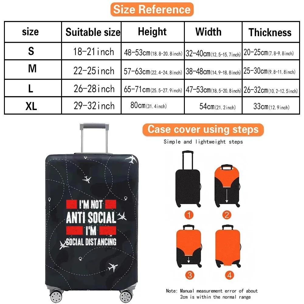 Suitcase Protective Cover Wear Resistant Elastic Fabric Phrase Series Dust Cover Durable Travel Case Cover for18-32inch