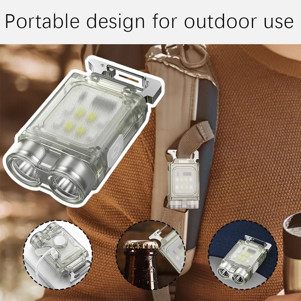 Mini Portable Flashlight Dual Light Source USB Fluorescent Blue COB Fishing Outdoor Flashlight Red Keyring Flash Light Emer M3C1