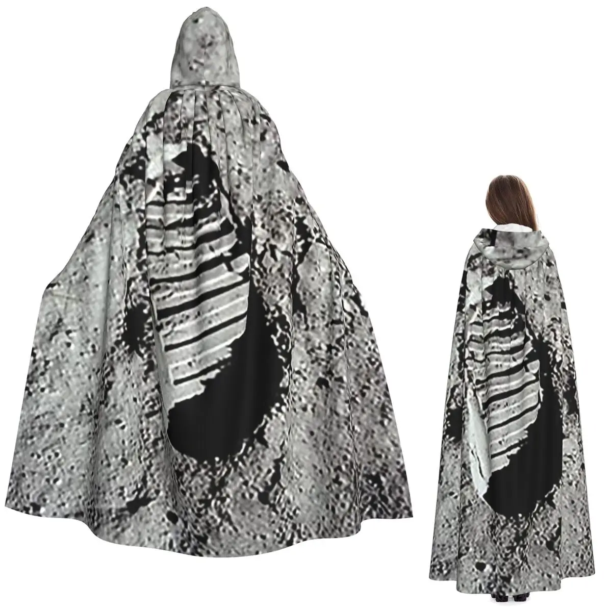 

След на луне от Buzz Aldrin Apollo, длинный плащ с капюшоном, средневековый костюм ведьмы, накидка для косплея, Хэллоуин, вампир, для взрослых, унисекс