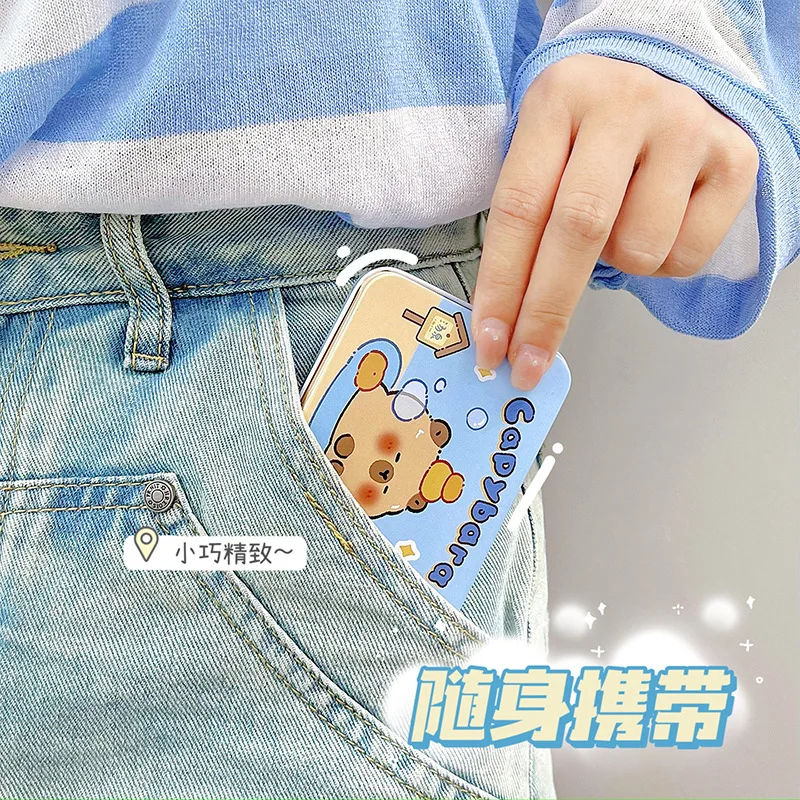 Kawaii Cartoon Capybara Card Storage Iron Box Kpop Star 3 Inch Photo Card Dustproof Box Cute Girl Jewelry Hair Clip Small Box