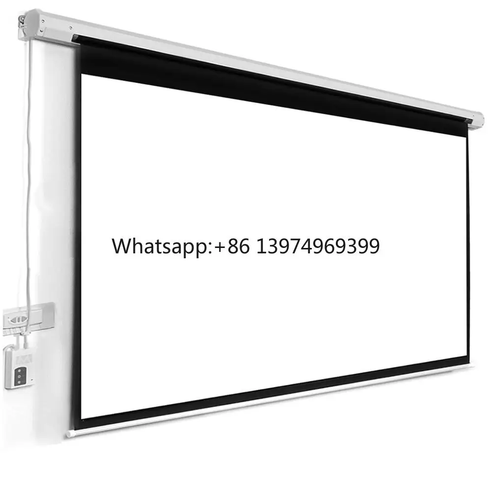 SMX EV84-E Matte White Electric Projector Screen Motorized PVC 84'' for Home Theater & Meeting Rooms 4:3 Format