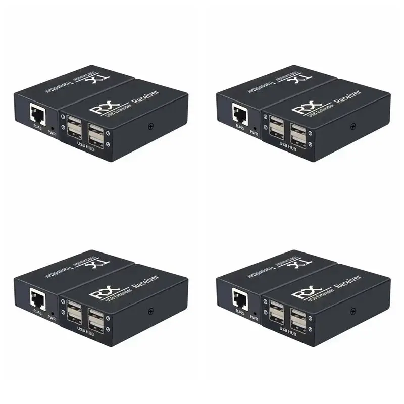 Delicate Texture-4Pcs 120M USB Extender 4 Port USB1.1 Hub Extender Over RJ45 Ethernet USB UTP Extension Transmitter Receiver-EU