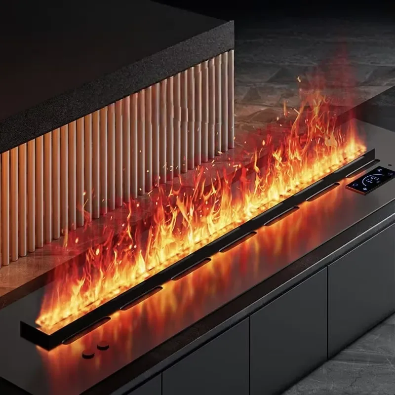 Intelligent Remote-controlled Atomizing Fireplace with Realistic Flame and Humidification Function. Effect