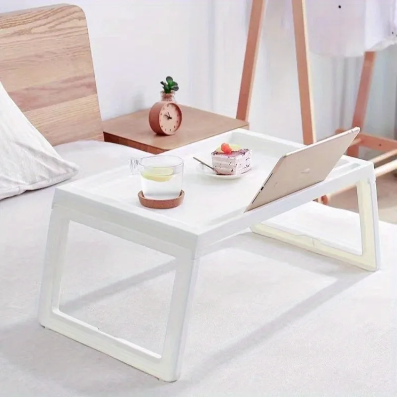 Multi-function Foldable Laptop White Desk with Stabilizing Legs, Portable Study Table for Bed Office, Household Desks Furniture
