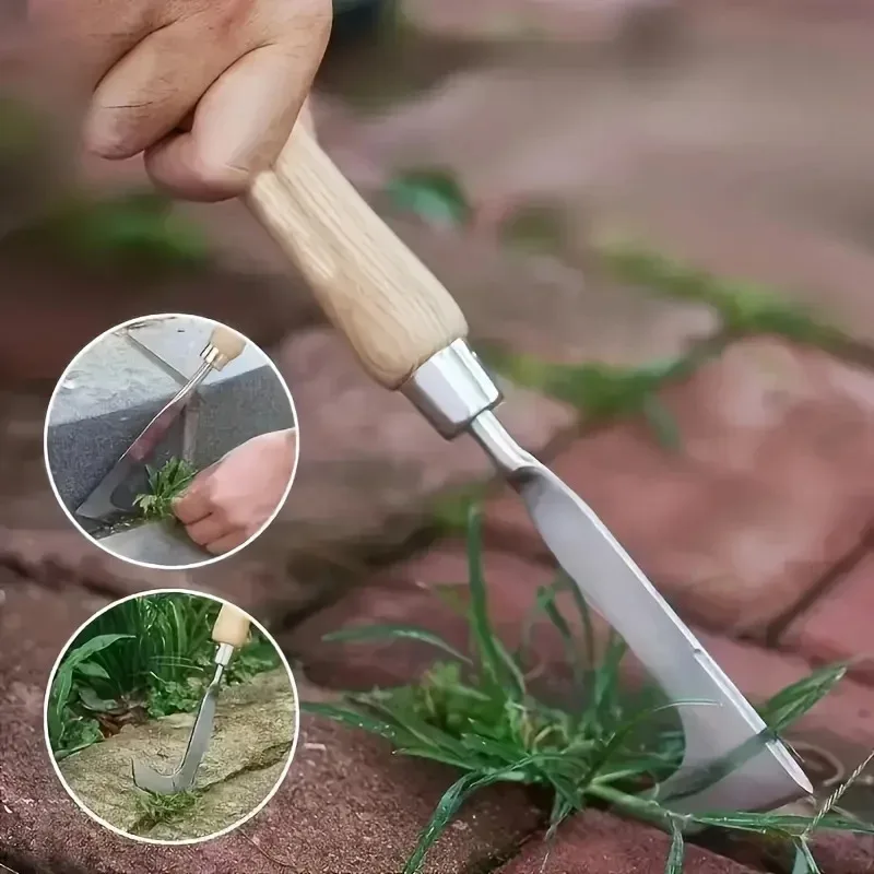 1pc Stainless Steel Manual Weed Puller Garden Hand Weeder Rake Sharp Tines Grass Rooting Weeding Tool for Easily Removing Weeds
