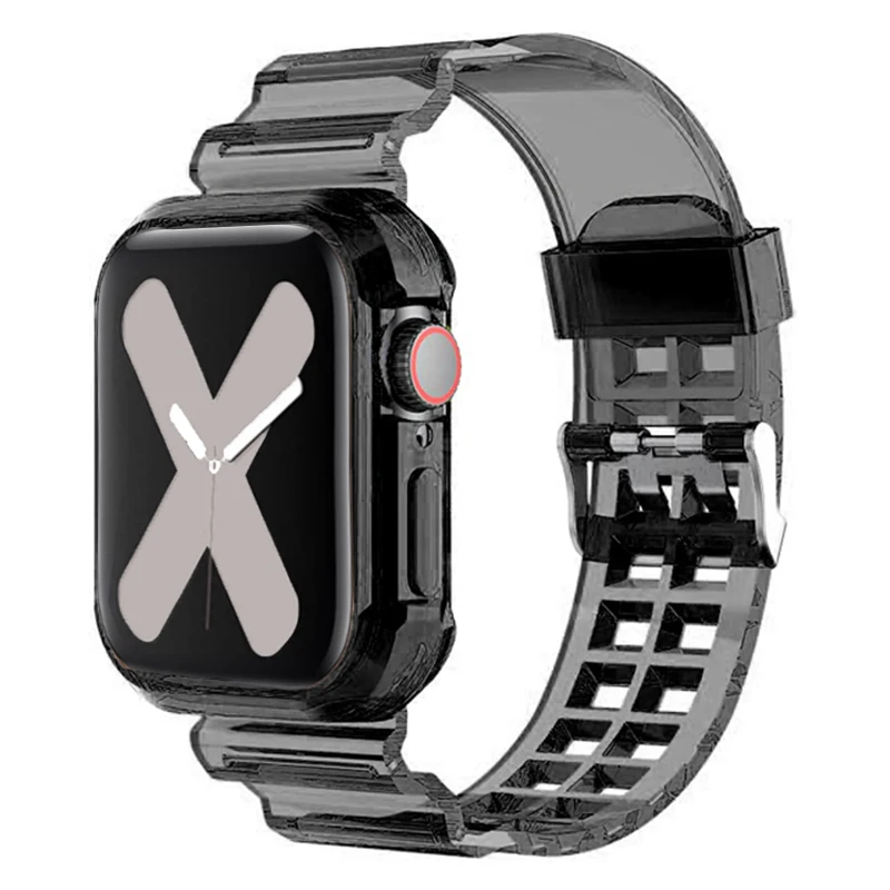 Transparent Strap +Case for Apple Watch Band 44mm ultra 49mm 45mm 42mm 41mm 38mm 40mm Clear correa iwatch Series 8 7 6 SE 5 4 3