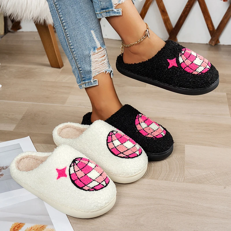 Fashion Women's Slippers Home Winter Luxury Designer Woman Shoes Sphere Fuzzy Fur Slides Flat Casual Indoor Fluffy Footwear New