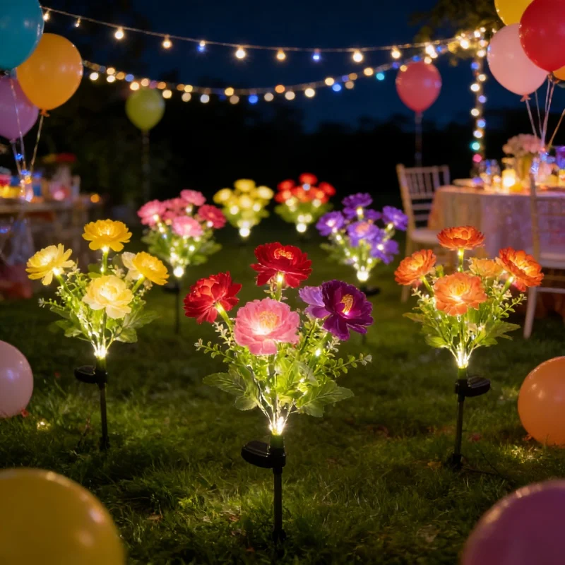 

Солнечная светодиодная лампа-имитация цветка лотоса с 7 головками для газона, уличная, для летнего сада, свадеб, праздников, двора