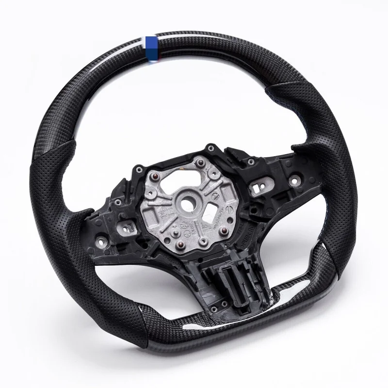 Carbon Fiber Steering Wheel Perforated Leather M-tri Stitching For BMW M3 M4 G80 G82 G83 F4X G2X M Sport