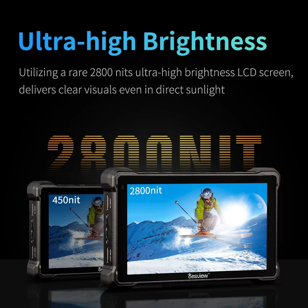 Desview R7SIII 7'' 2800 Nits Touchscreen Camera Monitor, 1920×1080 IPS Field Monitor with 3G-SDI, Dual NP-F Battery Support