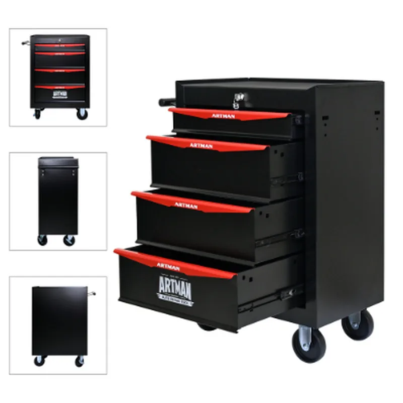 Tool BoxHeavy Duty Rolling Tool Cabinet with 4 Drawers Steel Storage on Wheels