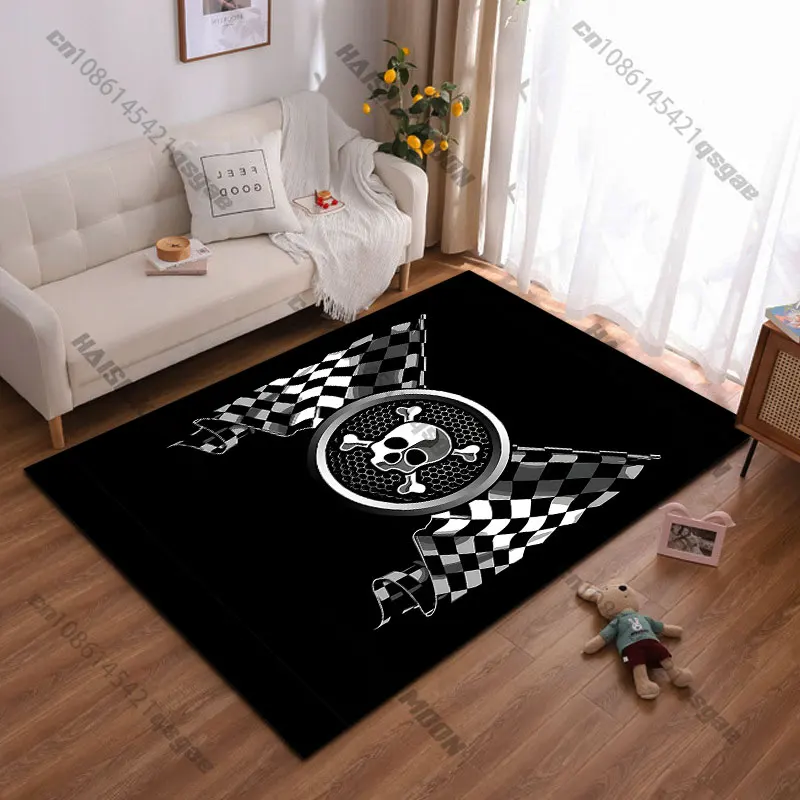 Skull racing flagscarpet Yoga living room room decor children's crawling mat doormat area rug games floor mat