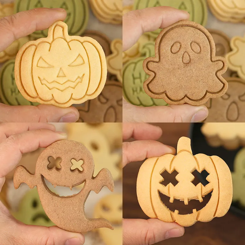 10pcs Halloween Cookie Mold Pumpkin Head Expression Cookie Cutter  Multi-Expression Cartoon Ghost Cookie Cutting Mold Set