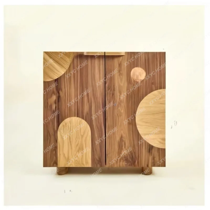XX creative solid wood antique cabinet geometric log color cabinet side cabinet