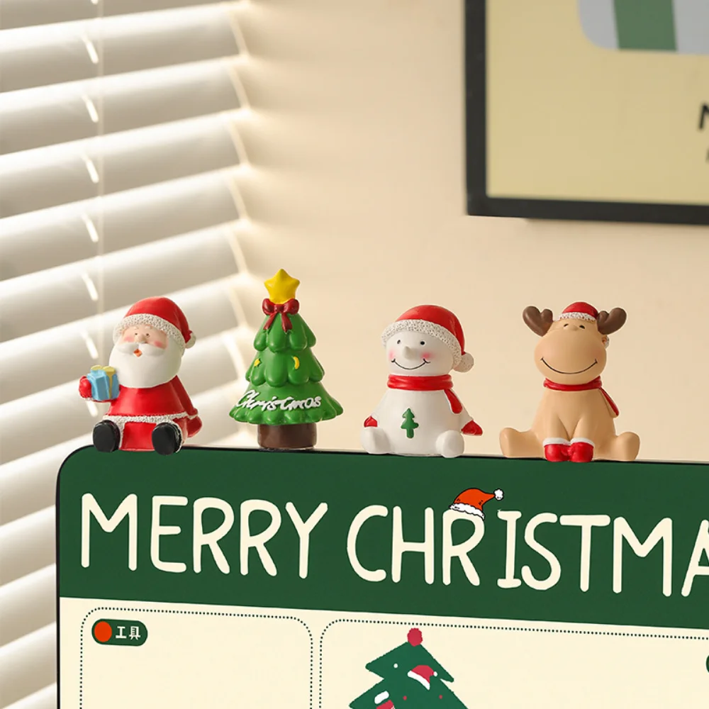 Creative Christmas Ornaments Holiday Party Decoration Cartoon Santa Claus Snowman Resin Ornaments Miniature Scene Layout Statue