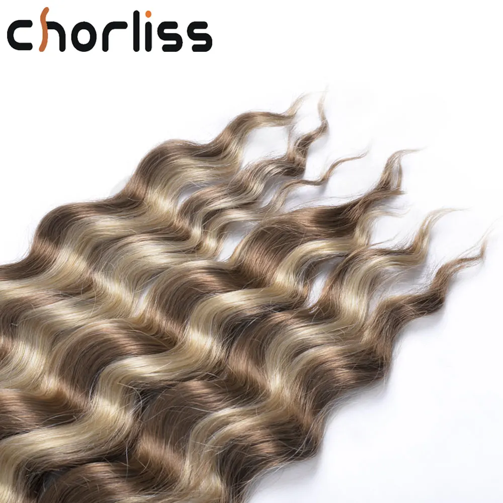 Anna Haar Synthetische Losse Diepe Golf Vlechten Haarextensies 24 Inch Los Diep Ombre Blond Water Wave Curl Twist Gehaakt Haar