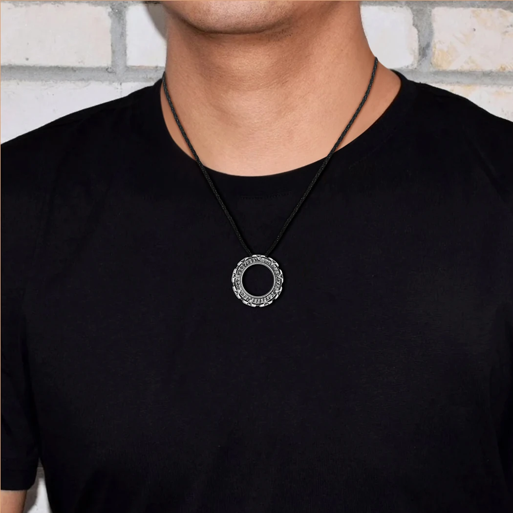 Metal Stargate Pendant Necklace With Chain For Men