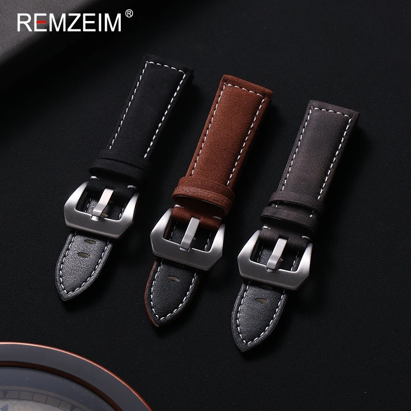 Retro Leather Watchband Bracelet Black Blue Brown Vintage Matte Watch Strap Women Men 18mm 20mm 22mm 24mm Wristband