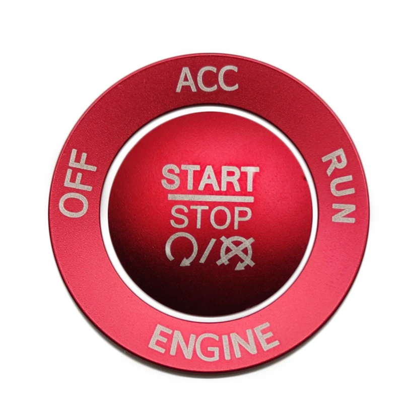 Engine Start Stop Button Knob Cover + Ring Trim Accessories for Dodge Challenger Charger 2015-2020 (Red)