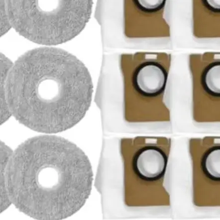 

1 основная щетка, 1 резиновая щетка, 6 боковых щеток, 6 фильтров, 6 салфеток для влажной уборки, 6 мешков для сбора пыли для робота-пылесоса Xiaomi 5/5 Pro для эффективной уборки