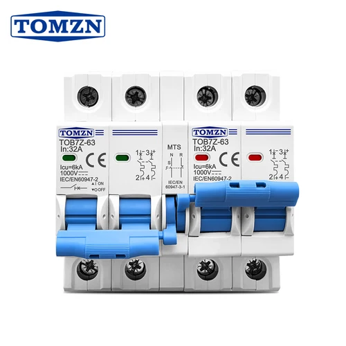 Imagen 1 del producto TOMZN interruptor de transferencia Manual, disyuntor MCB de doble potencia, 2P plus, 2P, DC, MTS, sistema PV, 2P + 2P