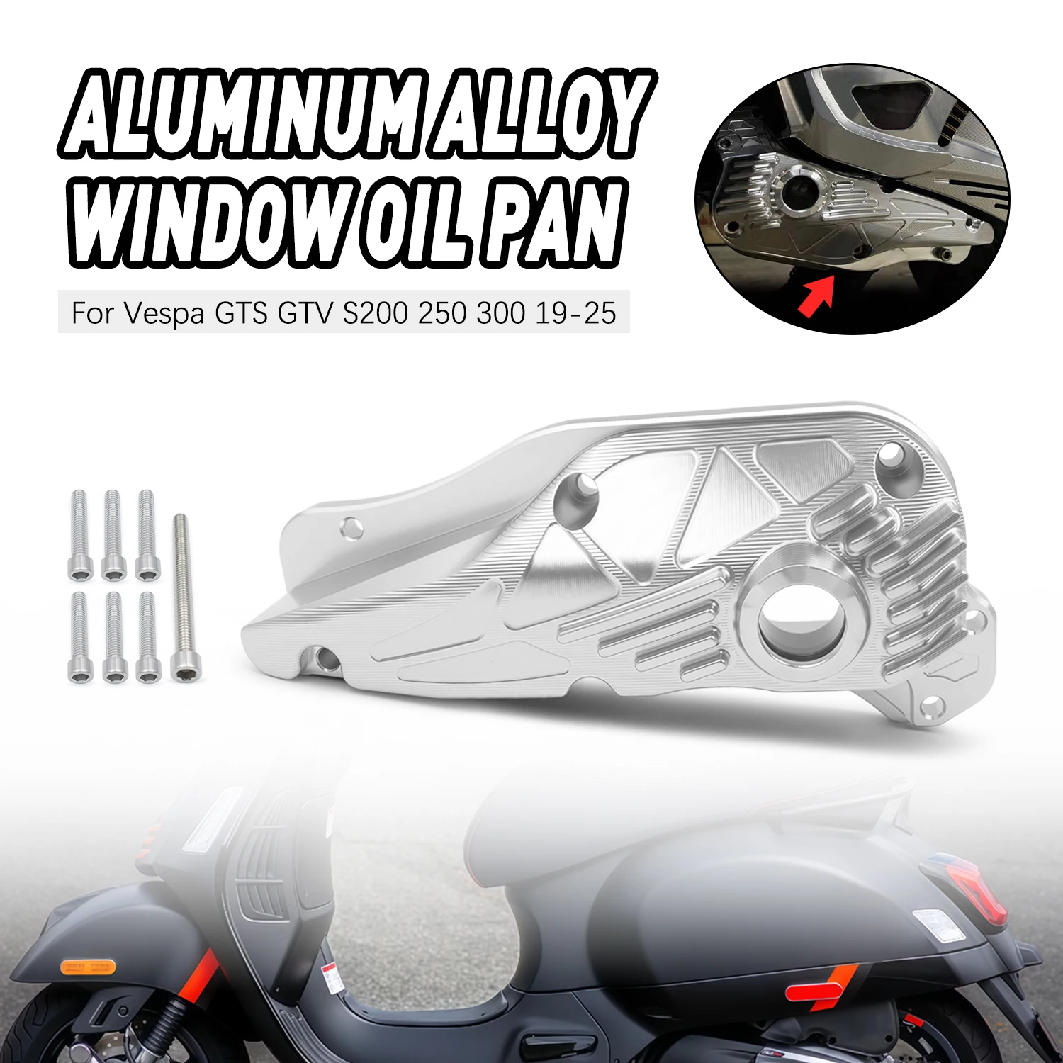 

Oil Pan Sump Aluminum Alloy Replacement Engine Parts For Vespa GTS GTV 125 250 HPE 300 2019–2025
