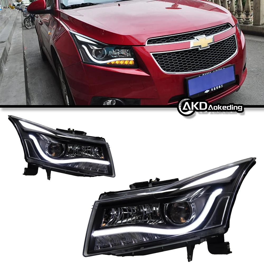 Auto Parts For Cruze Headlights 2009-2014 latest Styling LED Daytime Lights Dual Projector Car Accesorios Modified