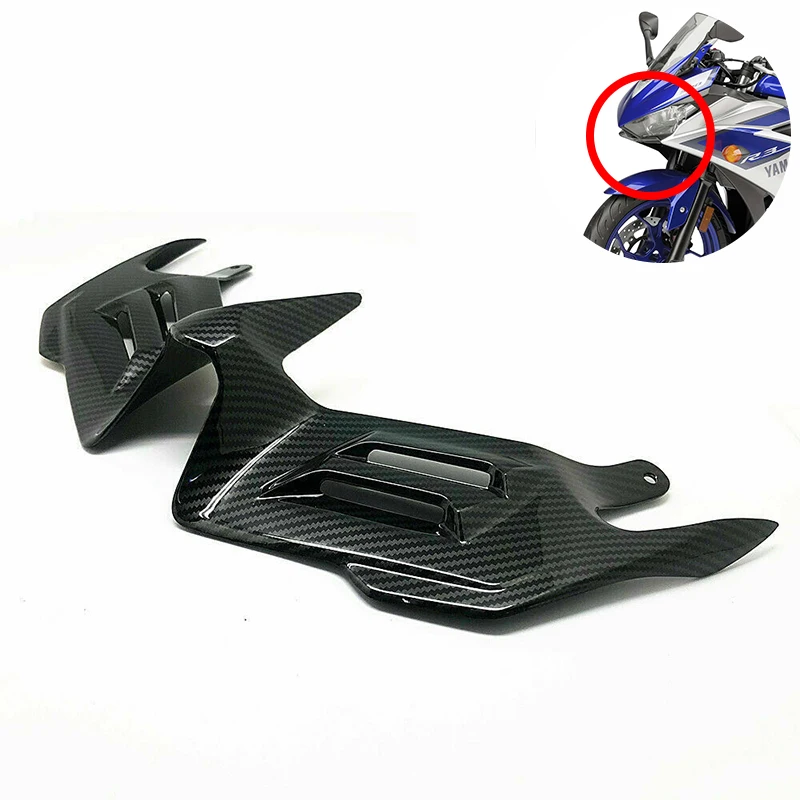 

Motorcycle ABS PLASTIC Hydro Dipped Carbon Fiber Finish WINGLET FIN FAIRING COWL AERODYNAMICS FOR YAMAHA YZF R3 R25 2015-2018