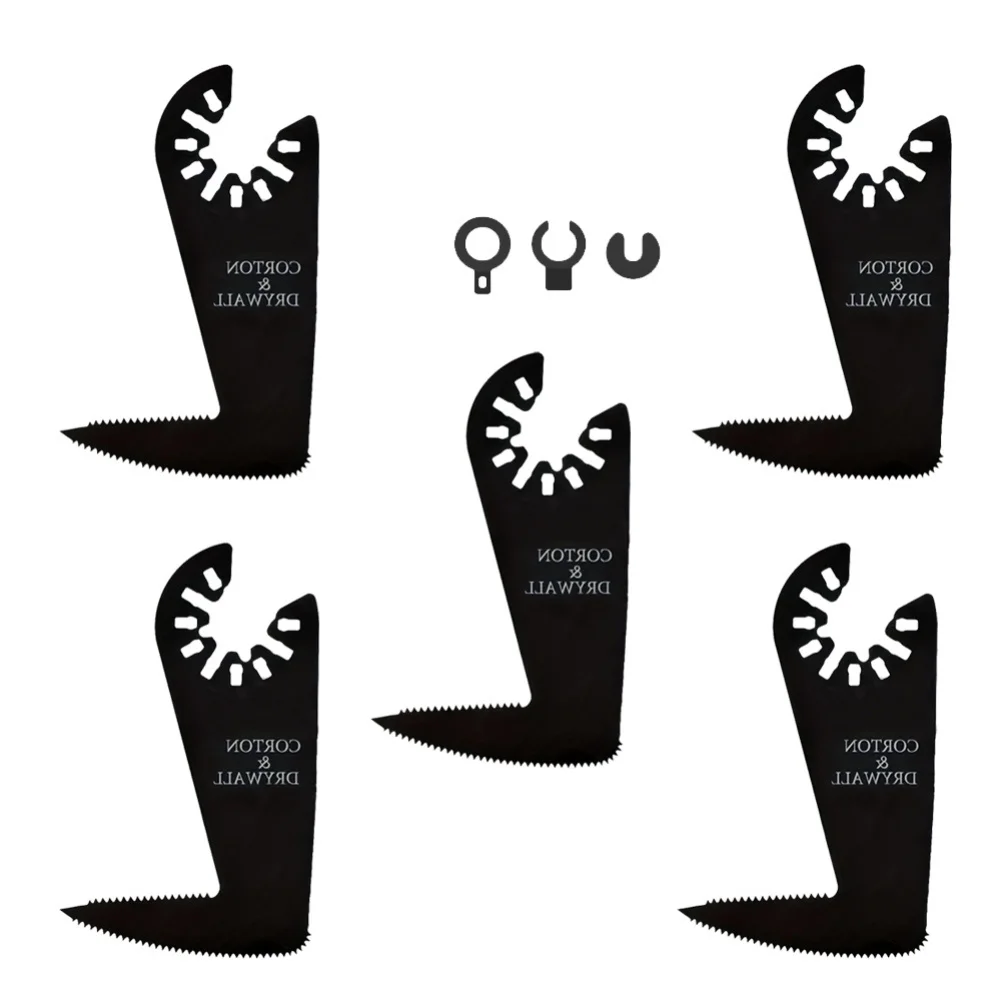 5 Pack Double Sided Sickle Saw For Blades HCS Alloy For Oscillating For Multi Tool Drywall Cutting Quick Change Accessories Blac
