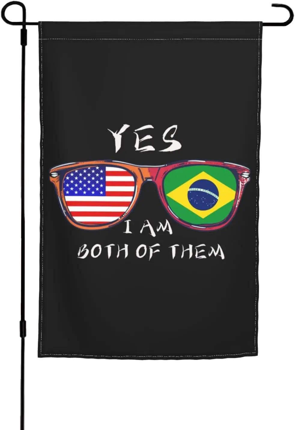 Sunglass Brazilian American Flag Bright & Bold 12x18 Inch Double Sided Garden Flag, Ideal for Your Yard & Outdoor De ZZM