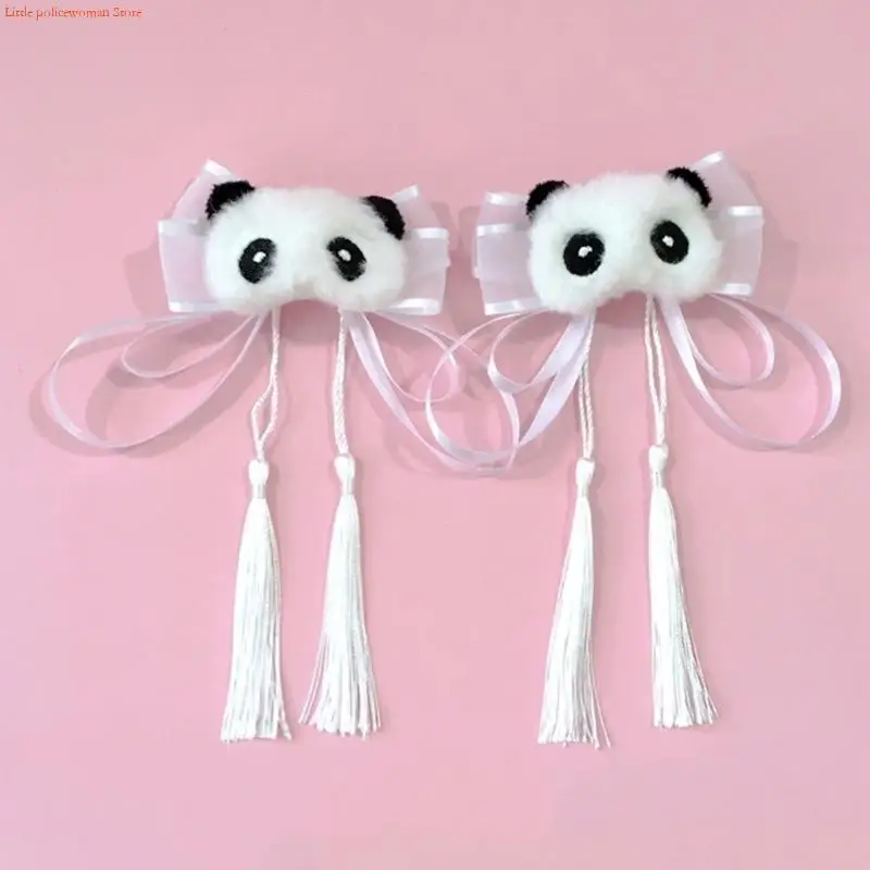 F92D Subculture Bowknot Panda Hair Pin Girl Harajuku Hairclip Lovely Barrettes