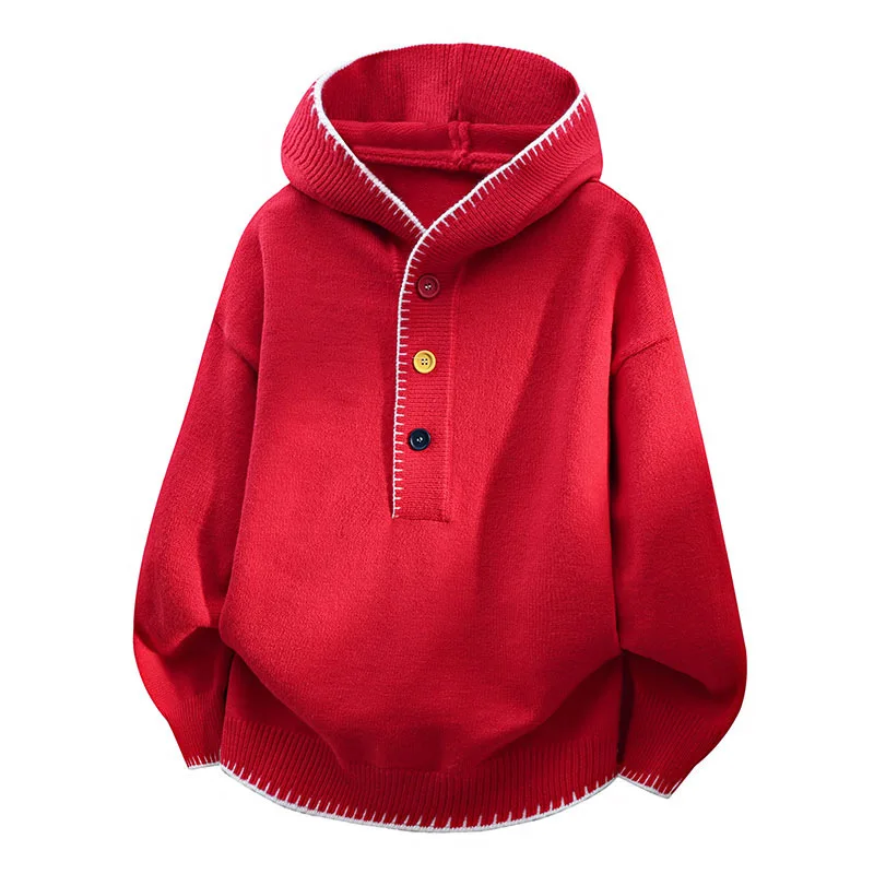 Lässiger, entspannter, energiegeladener Dopamin-Herbst- und Winter-Herrenpullover mit Kapuze. – Detail 1