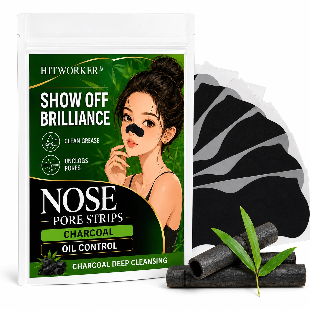 10PCS Charcoal Nose Care Strips Flexible Black Nose Cleansing Patches Easy Peel Design for Daily Home Beauty Routine