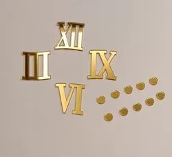 Mirrored self adhesive Roman Acrylic Numbers (Numerals) with Round Dots for a Wall Clock