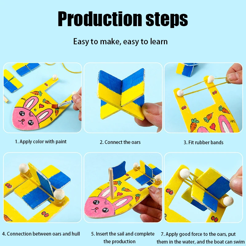 New 1Pc Handmade Wood Boat Model Wooden Sailboat Toy DIY Hand Painted Craft Toys For Kids Children Birthday Gifts.