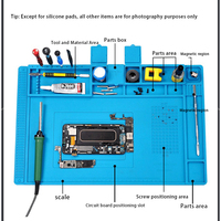 TE-607 magnetic silicone repair pad+24 in 1 screwdriver set, high temperature resistant, anti slip, with ruler and storage