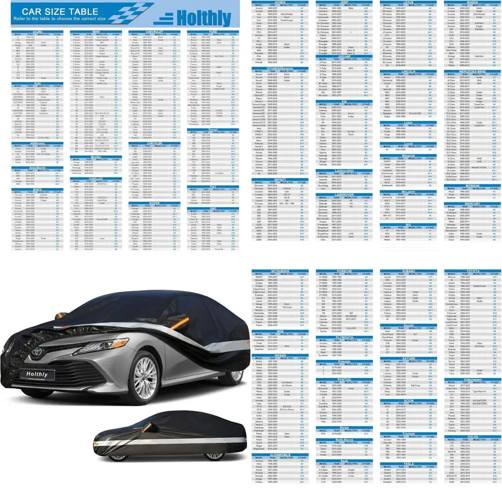 

Universal Waterproof Car Cover for BMW 3 Series, Mercedes C-Class, Audi A4/A5 - 10 Layers Protection Against Rain, Snow, UV, Dus