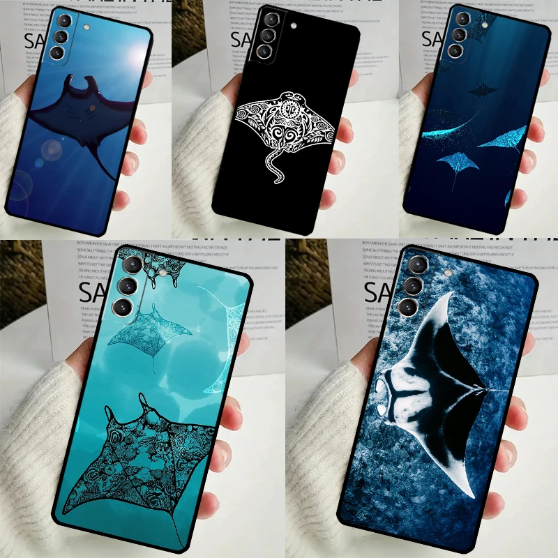 Animal Manta Ray Case For Samsung Galaxy S24 Ultra S22 Plus S20 S21 FE S8 S9 S10 Note 10 20 S23 Ultra Cover