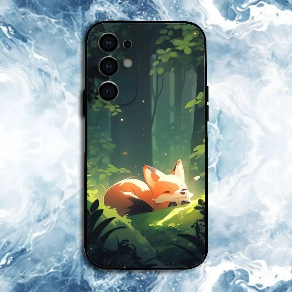 حافظة هاتف على شكل ثعلب حيواني لطيف لهاتف سامسونج S25، S24، S23، S22، S21، S20، Plus، Fe، Lite، غطاء أسود آخر