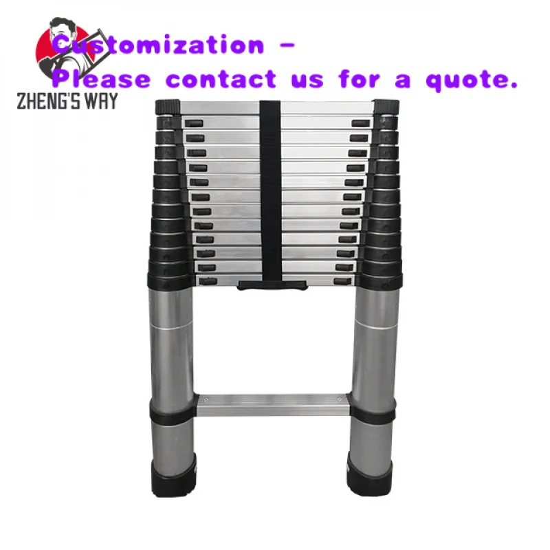 custom.EN131 Certified Modern 4.1m Straight Foldable Telescopic Aluminum Alloy Ladder Outdoor & Indoor Use