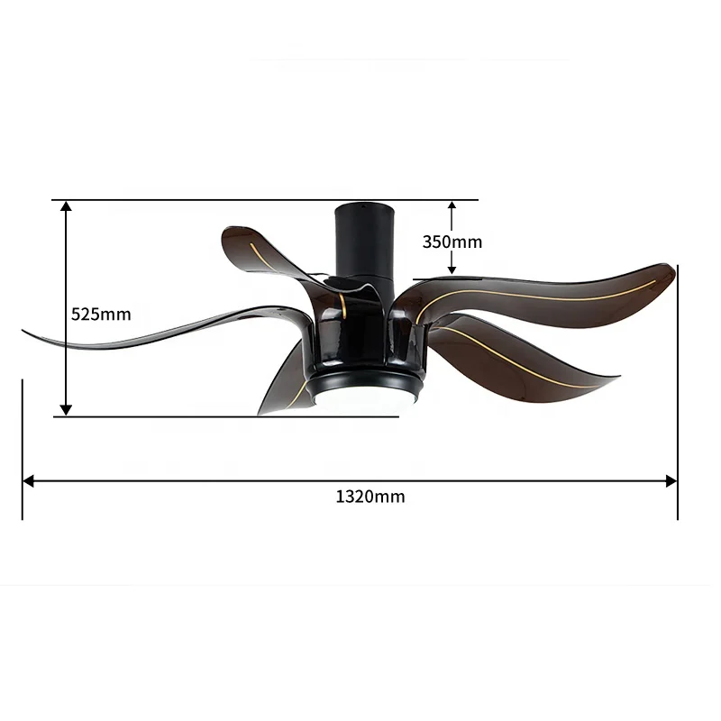 Multifunction Intelligent 52 Inch Flower Shaped Abs Led Light Fan 24W Lamps for Ceiling Fans