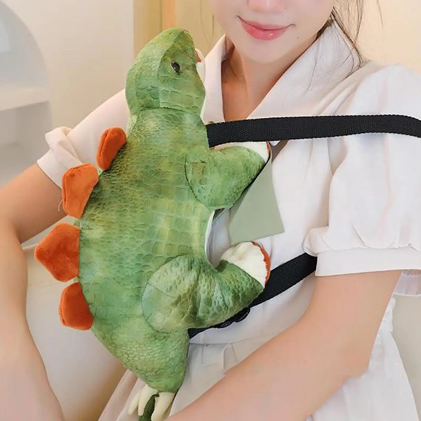 

Dinosaur Plush Backpack Plush Toy Commuter Bag with Zipper Dinosaur Stuffed