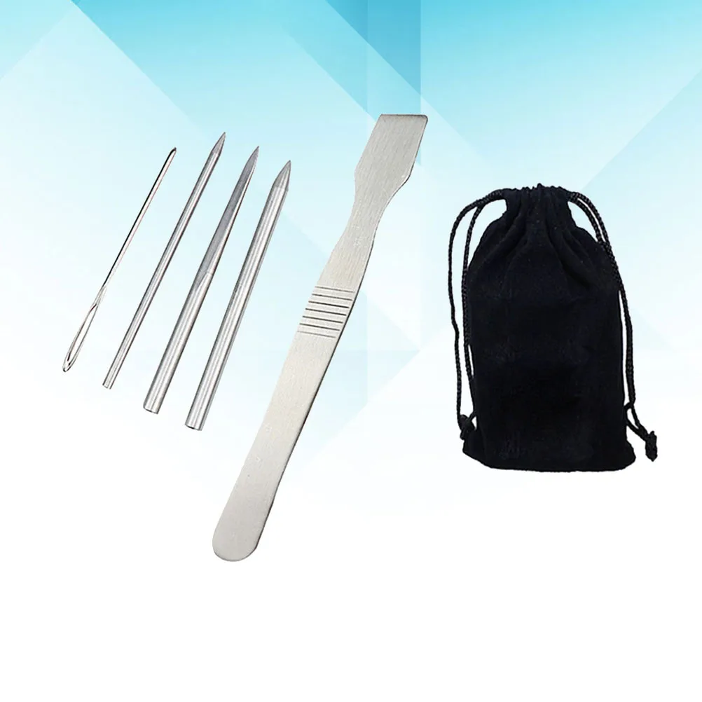 

1 Set Paracord Lacing Needle Kit Stainless Steel Silver Lightweight For Diy Bracelet Crafts Weaving Tool Storage Bag