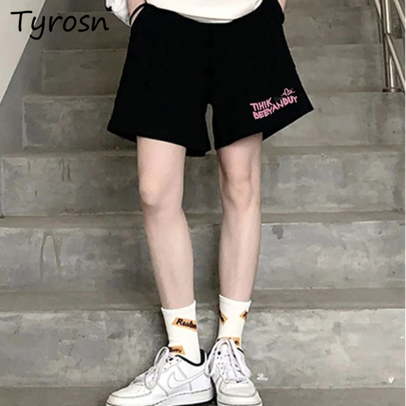 

Shorts Women Casual Loose All-match Streetwear Students Oversize Netural Soft Letter Embroidery Design Simplicity Summer Chic