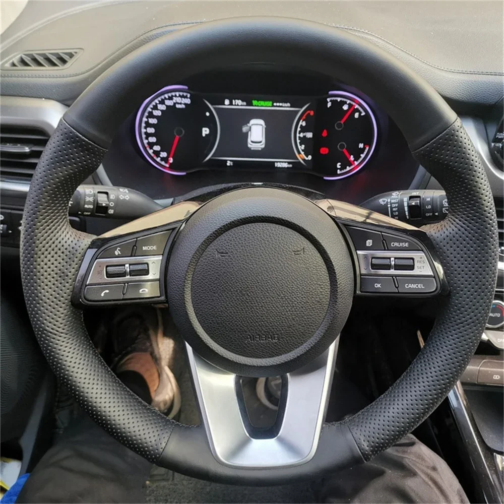 Genuine Leather Hand Sewing Comfortable No-slip Soft Car Steering Wheel Cover Accessories For Geely EMGRAND EC7 EC715 EC718